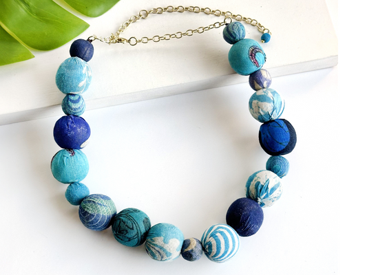 Kantha Azure Bauble Necklace