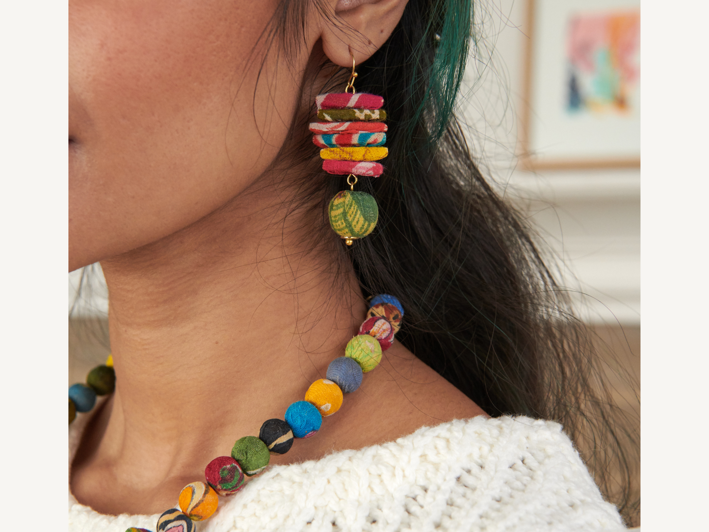 Stacked Kantha Earrings