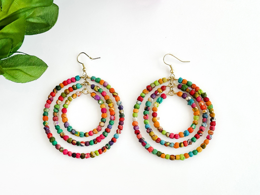 Kantha Milieu Triple Hoops