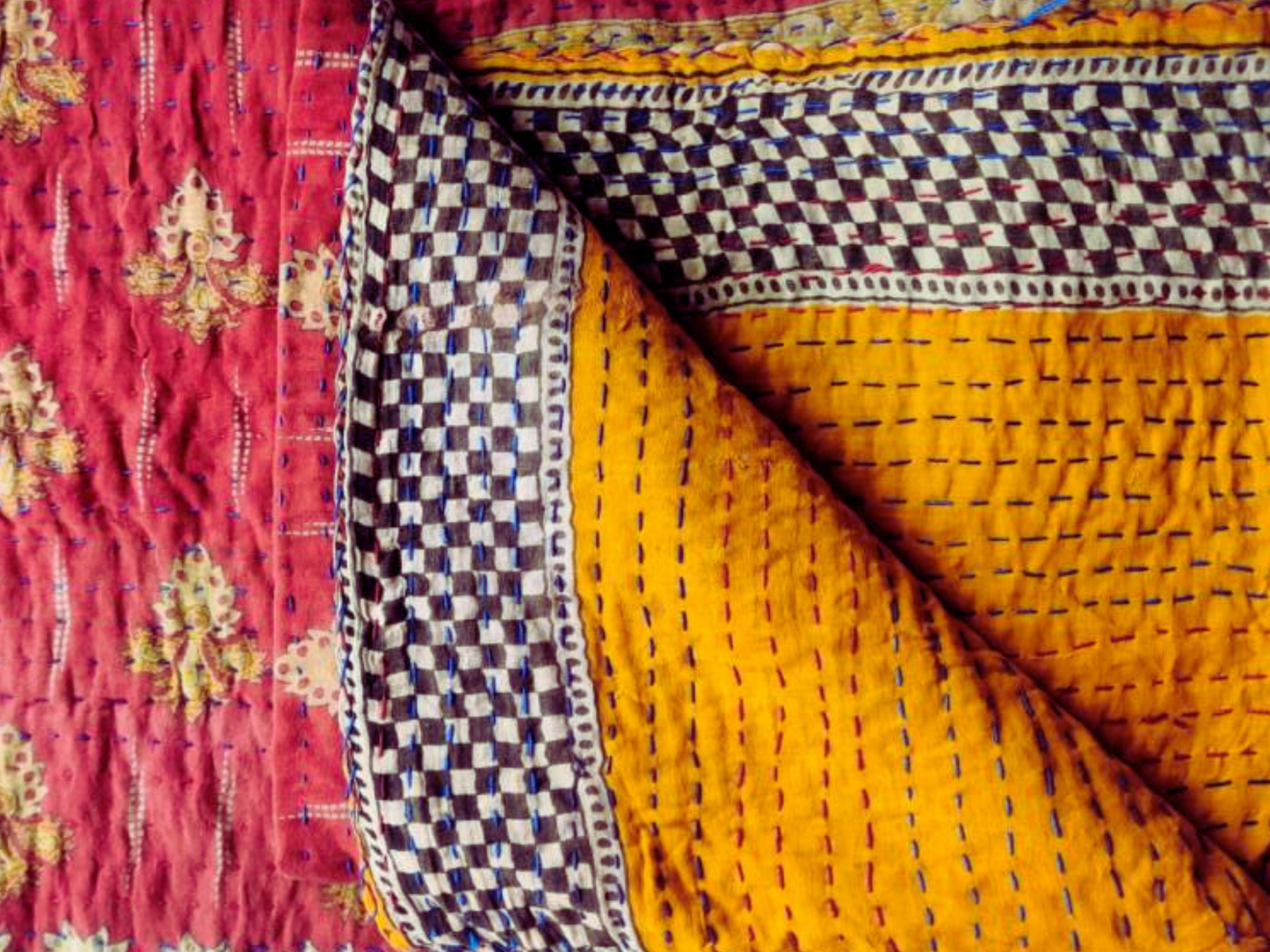 Double Stitch Vintage Kantha Throw