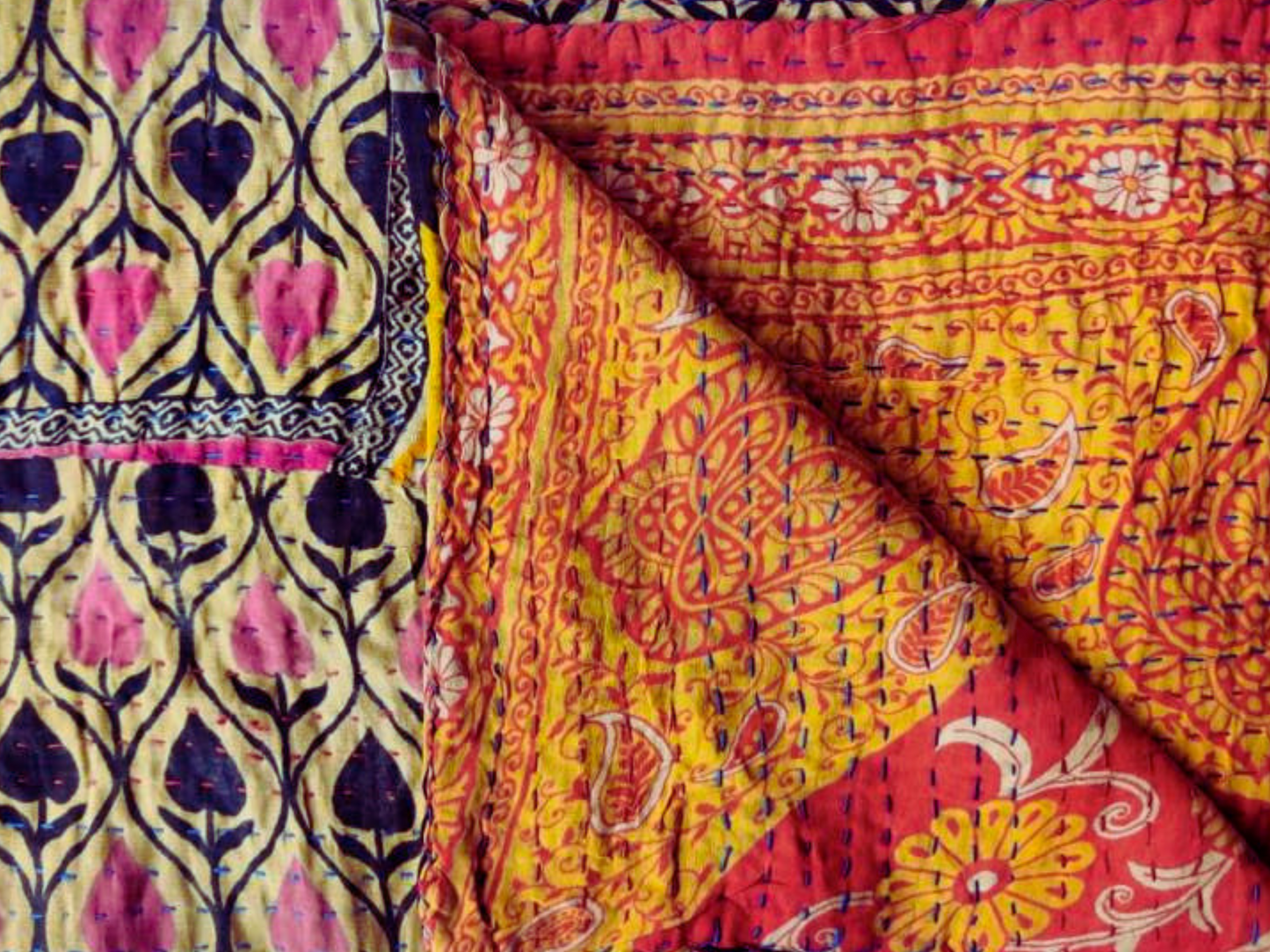 Double Stitch Vintage Kantha Throw