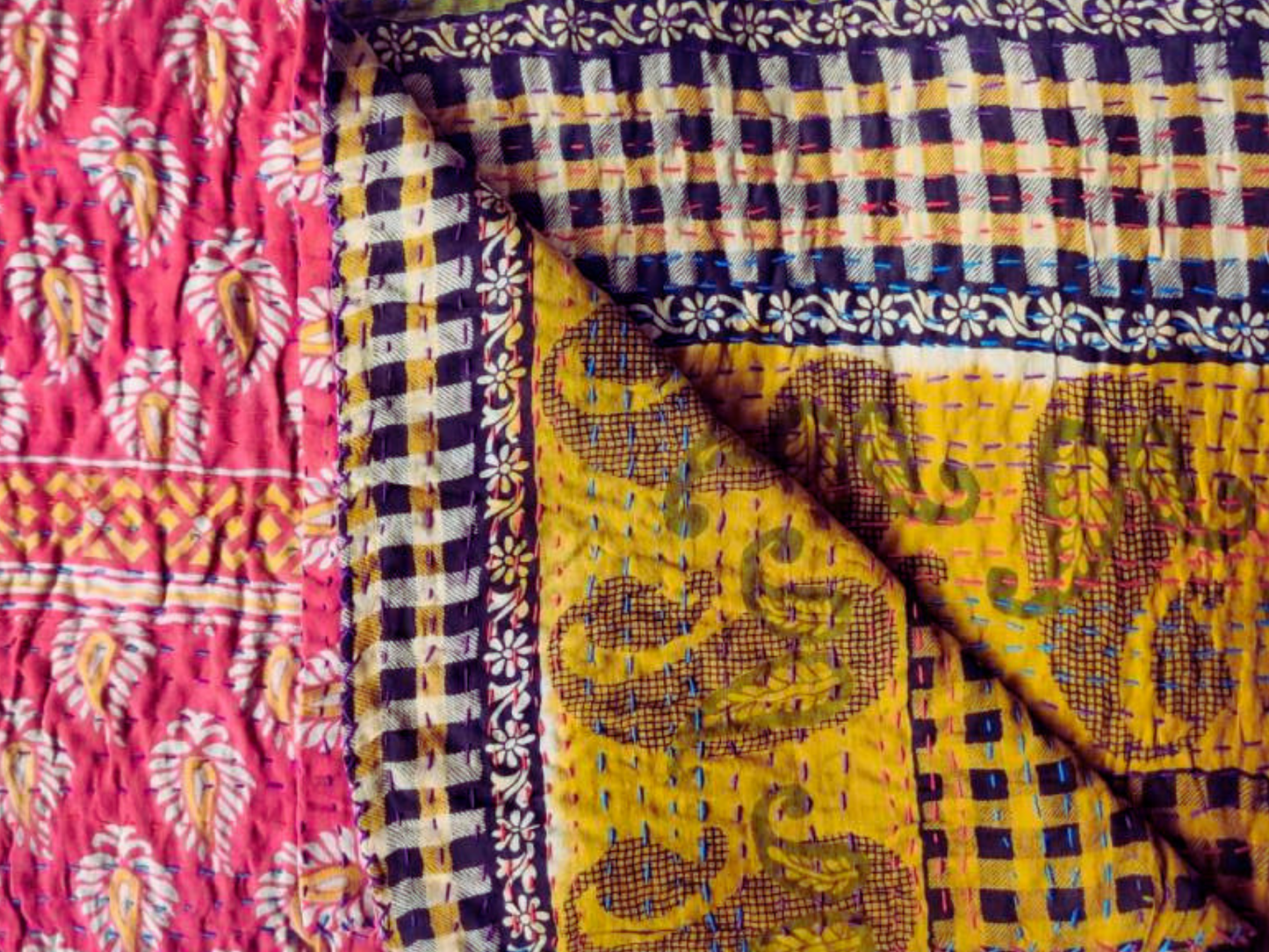 Double Stitch Vintage Kantha Throw