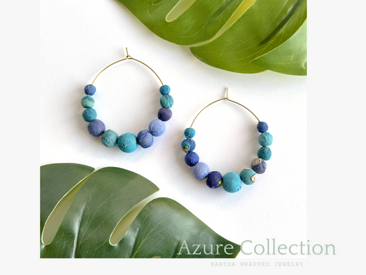 Kantha Azure Graduated Hoops