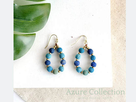 Kantha Azure Teardrop Earrings